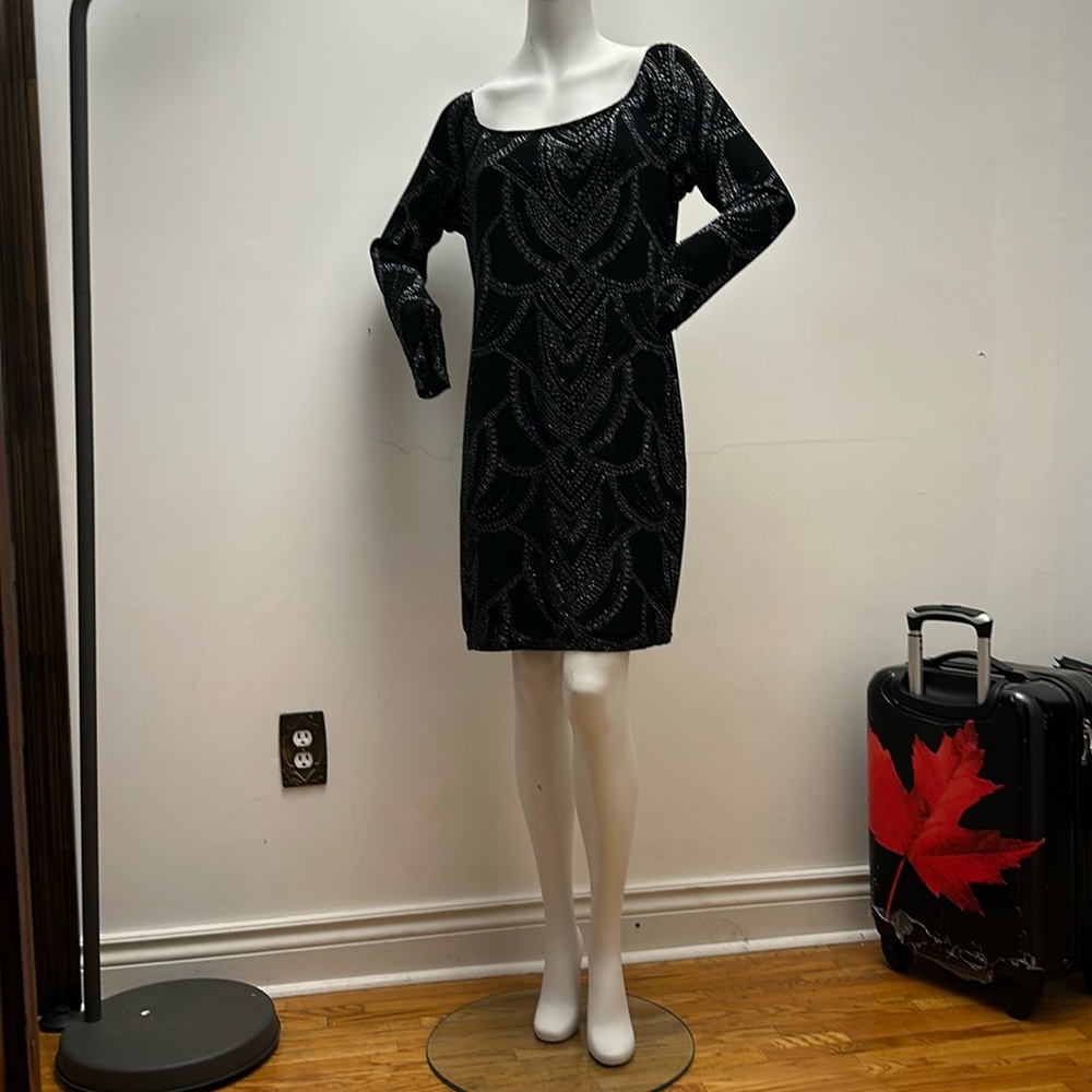 NEW Canada made Le Chateau black silver shiny holiday dress plus size XXL